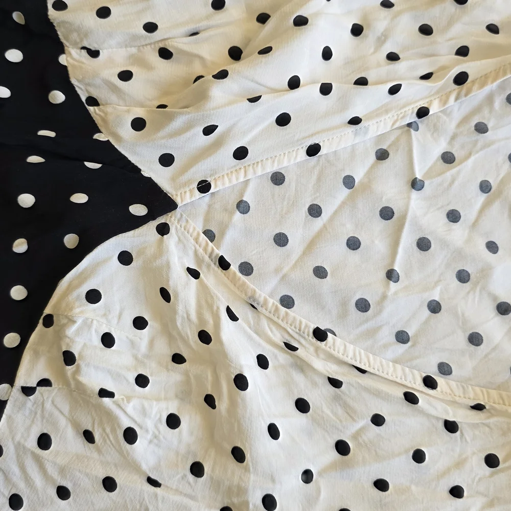 Vintage Polka Dot Midi Dress Black & White Cottagecore Parisian Chic Retro Sz S - Picture 3 of 6